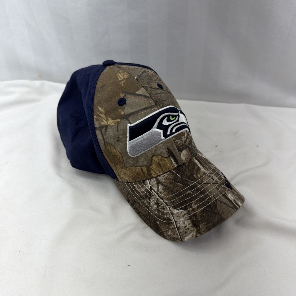 Seatle Seahawks Realtree Camo Hat Cap Football Trucker Adjustable